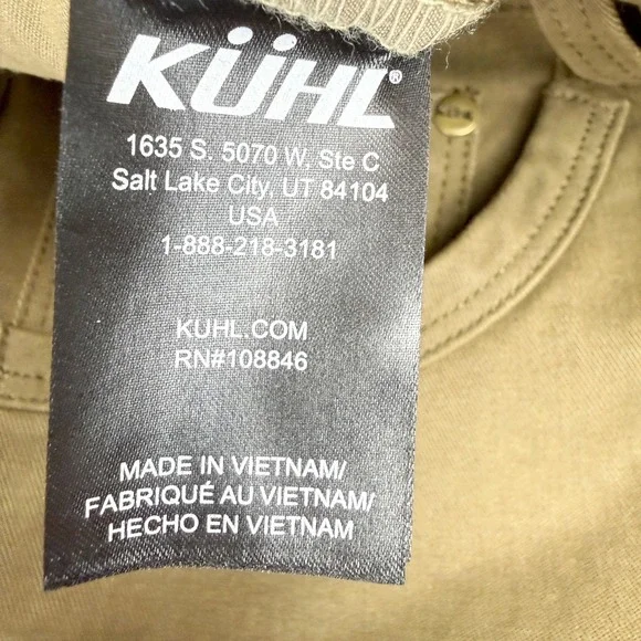 KUHL Rydr Pants Size 38x30 Eurotwill Full Fit Mens Dark Khaki 5016, NWT